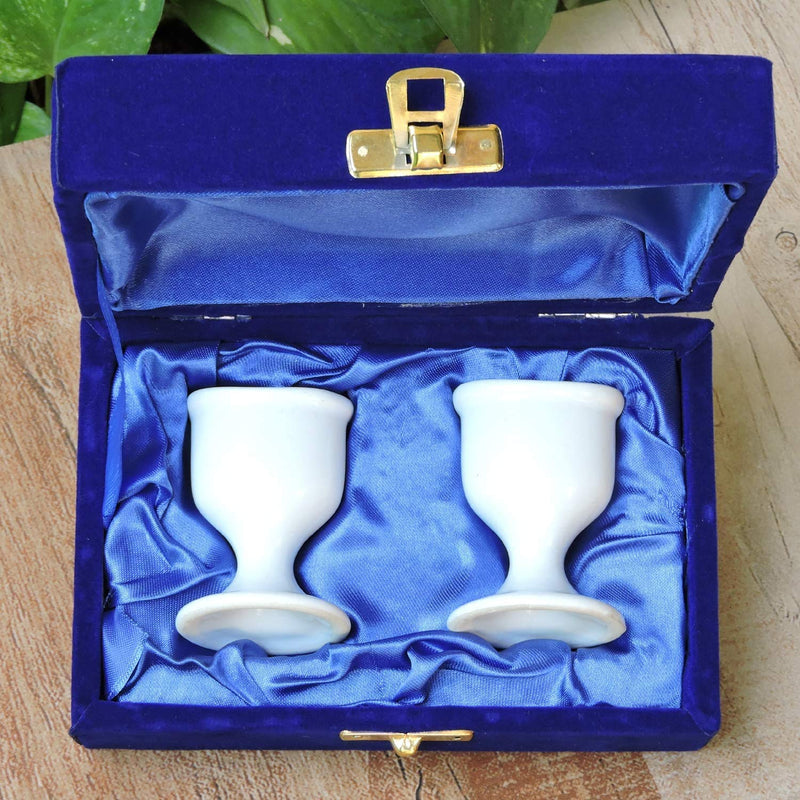 Porcelain Ceramic Eye Wash Cup for Keep Your Eyes Clean and Healthy (Set of 2) with Velvet Gift Packing Box