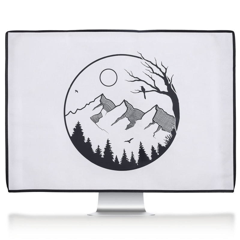 kwmobile Computer Monitor Cover Compatible with 27-28" Monitor - Relax in Mountains Black/White Relax in mountains 01-02