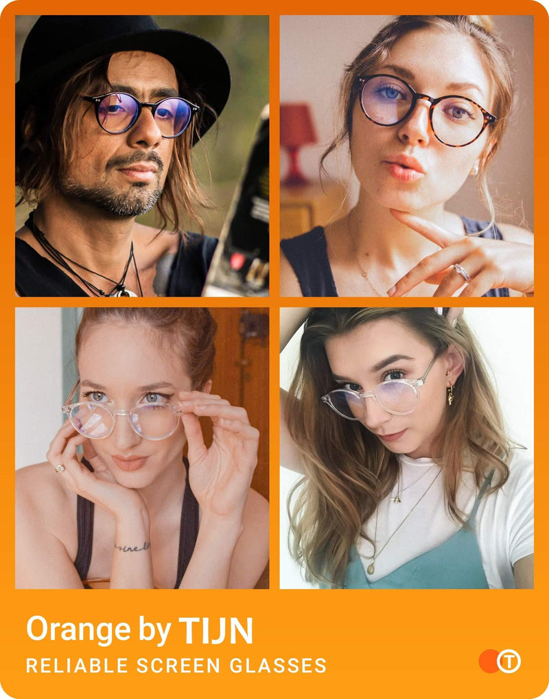 TIJN Blue Light Blocking Glasses Men Women Vintage Thick Round Rim Frame Eyeglasses 07(2pack)transparent/Tortoise