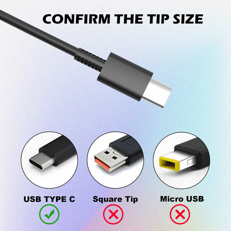 65W USB C Charger for Lenovo Laptop: Lenovo ThinkPad/Yoga/ThinkBook/Chromebook Type C AC Power Adapter for Lenovo ThinkPad X1 T480 T490 T590 T14 T16 X280 X390 E490 E590 L390 Series 65W-Lenovo
