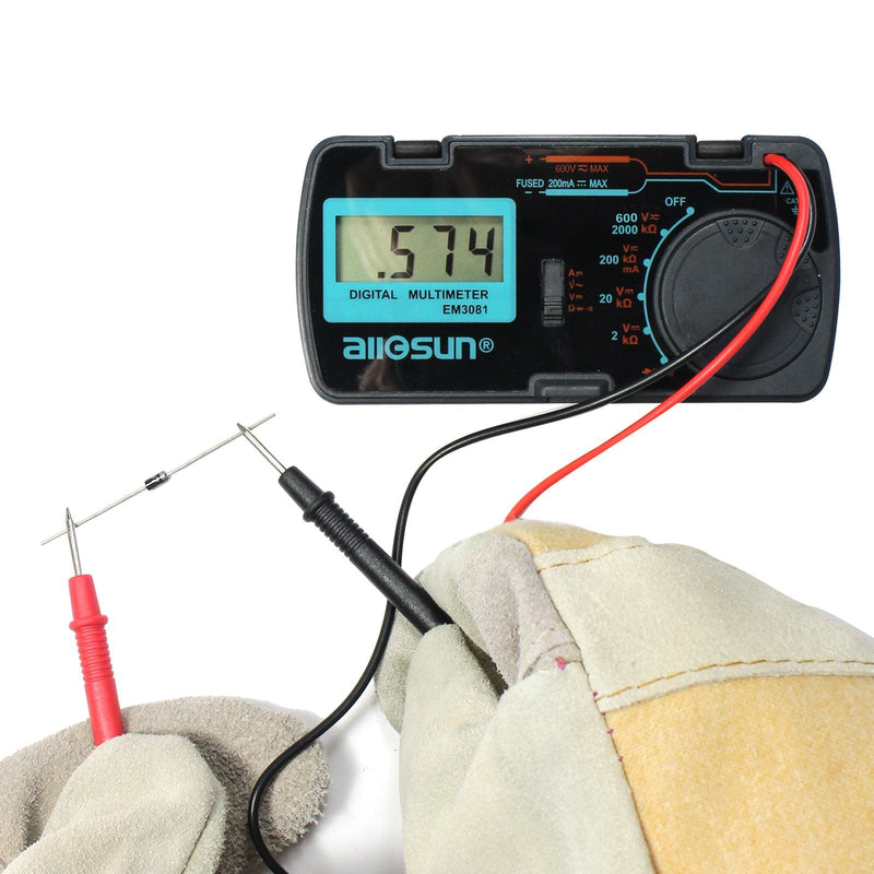 ALLOSUN Digital Multimeter / DMM / Multi Tester Amp / Ohm / Volt Meter / Diode and Continuity Test Pocket Size (EM3081) EM3081