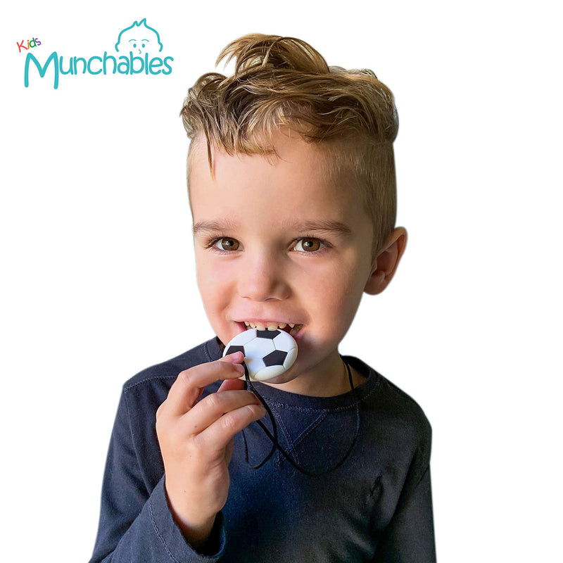 Munchables Soccer Ball Chew Necklace for Kids - Sensory Chew Jewelry