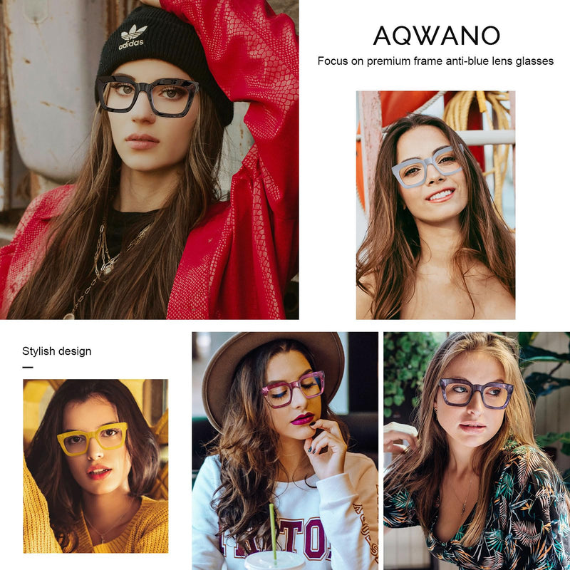 AQWANO Reading Glasses Women Square Computer Readers Stylish Designer Blue Light Block Anti Glare UV Ray Filter Eyeglasses, Purple 2.75 2.75 x