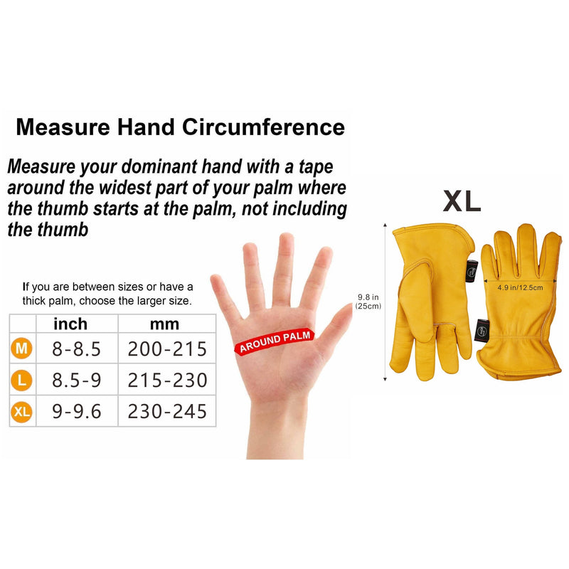 KIM YUAN Winter Warm Work Gloves 3M Thinsulate Lining Perfect for Gardening/Cutting/Construction/Motorcycle, Men & Women 1 Pair X-Large (Pack of 1) Winter-elastic Wrist