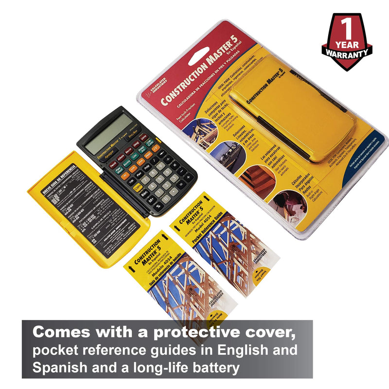 Calculated Industries 4054 Construction Master 5 en Espanol Construction Feet-Inch-Fraction Calculator for Carpenters [Calculadora de construcciÃ³n con pies, pulgadas y fracciones para carpinteros] CM5 en Espanol