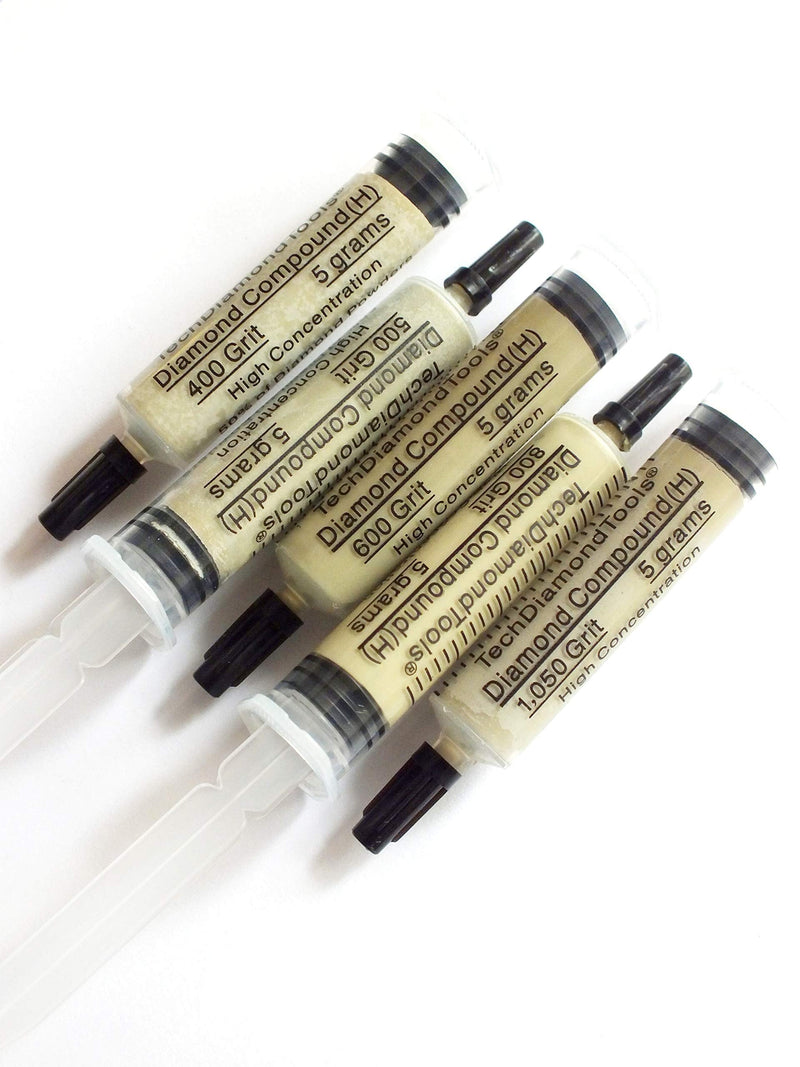 TechDiamondTools Set of 5 Diamond Lapping Paste Polishing Compound 400 500 600 800 1050 Grit Lapidary Paste for Rock Glass Metal Jewelry Resin Marble with High Concentration of Diamond Powder USA Made 1050 800 600 500 400 grit