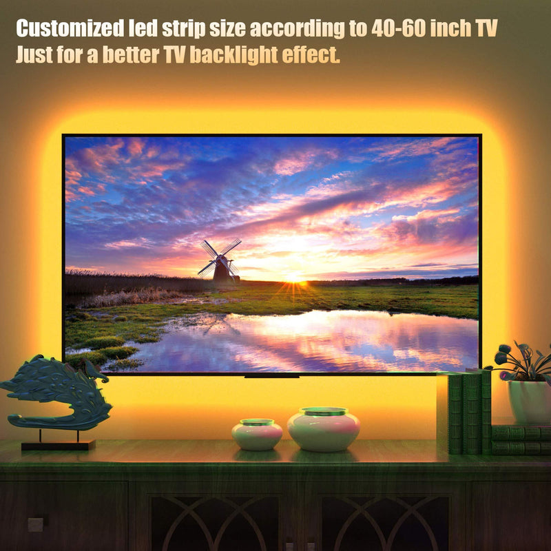 Tv Led Backlight,Maylit Pre-Cut 6.56ft Led Strip Lights for 40-60in Tv,4Pcs USB Powered Tv Lights kit with Remote,RGB Bias Lighting for Room Decor