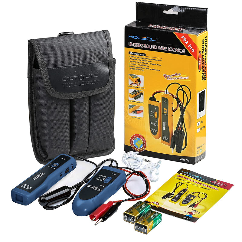 KOLSOL Underground Wire Locator, Cable Tester F02 Pro with Rechargeable 1100mAh Battery for Locate Wires and Control Wires Cables Pet Fence Wires