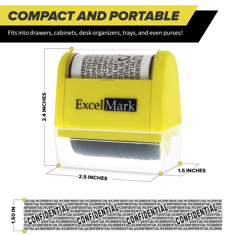 ExcelMark Rolling Identity Theft Guard Stamp (Identity Theft Roller Stamp with Refill Ink Set)