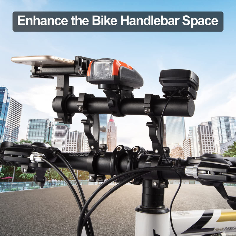 Yizhet Bike Handlebar Extender, Bicycle Handlebar Extension Lightweight Durable Double Bike Handlebar Bracket for Holding Bicycle Speedometer, GPS, Phone Mount Holder Carbon Tube 20cm