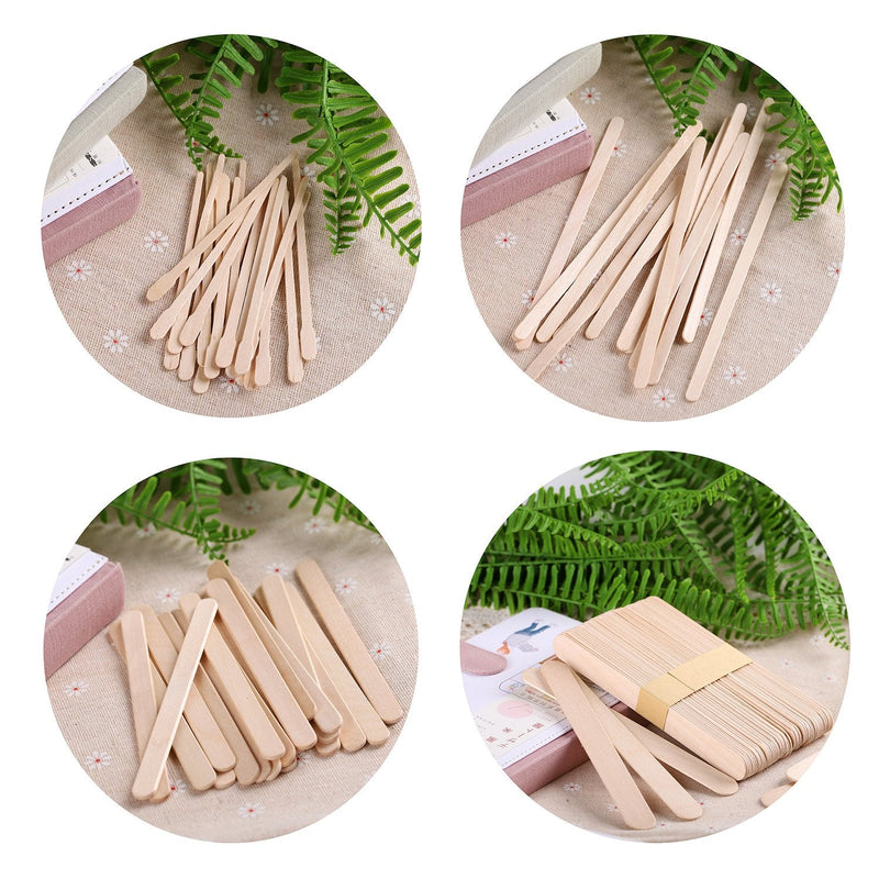 Whaline 4 Style Assorted Wax Spatulas Wax Applicator Sticks Wood Craft Sticks, Large, Medium, Small, 500 Pieces