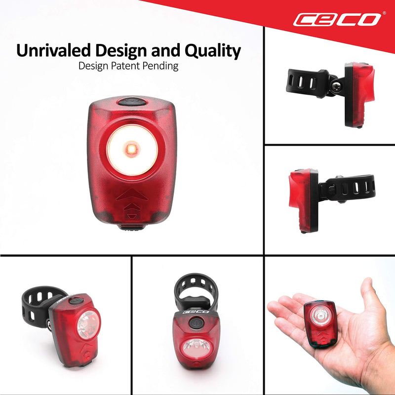 CECO-USA: 100 Lumen USB Rechargeable Bike Tail Light - Super Bright Model T100 Bicycle Rear Light - IP67 Waterproof, FL-1 Impact Resistant - Red Safety Light - Pro Grade Quality Bike Tail Light