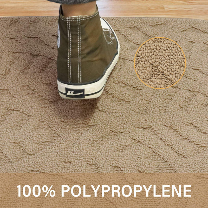 TOONOW Indoor Doormats Front Door Mat,30"x18", Low-Profile Machine Washable Kitchen Rug, Absorbent Mud Half Round Entrance Mat for Outdoors, Entryway, Patio, Bedroom, Beige 18" x 30"