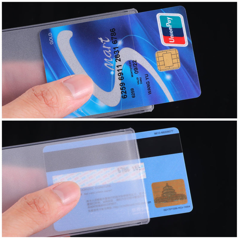 Blulu 100 Pieces Plastic ID Credit Card Holder Vertical Business Card Sleeves Frosted ID Protector