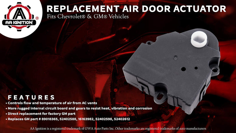 Air Door Actuator - Replaces 89018365, 604-106, 52402588 - Compatible with Chevrolet, Chevy, GMC 1994-2012 - Silverado 1500 and 2500, Tahoe, Sierra - HVAC Blend Control Actuator - Heater Blend Door