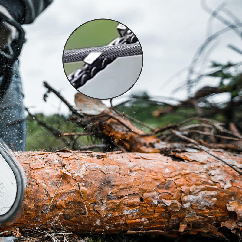 MUYAPAY round files for chainsaws 5.2 mm, 6 pieces chainsaw files, 3/8 chainsaw files round files, for repairing and sharpening saw chains, lawn mowers, chainsaw chains, sharpening tools, steel with high carbon content 5.2 mm