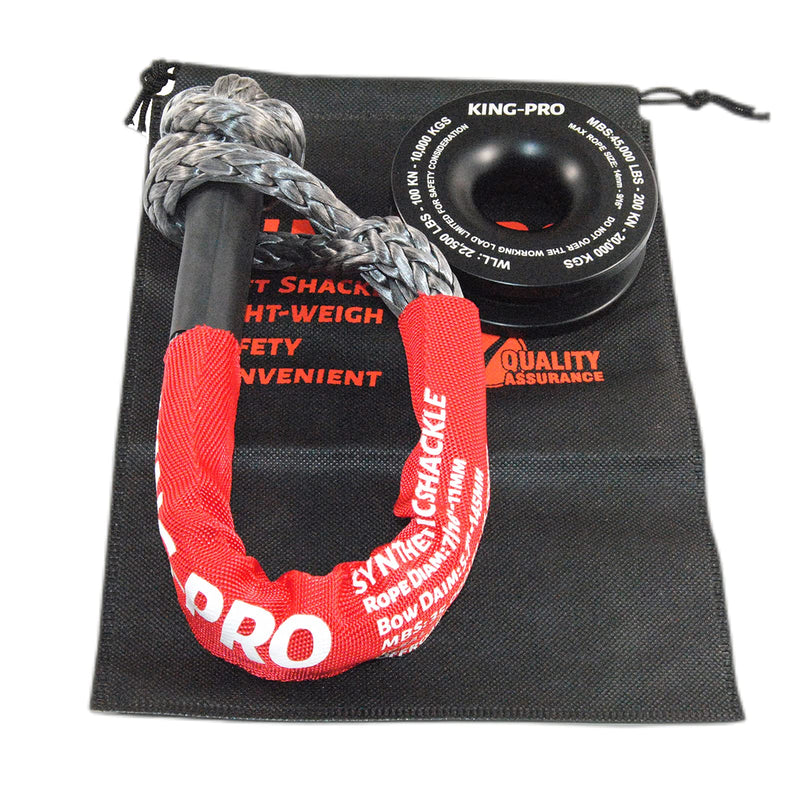 KING-PRO Recovery Ring 7/16"x20" Soft Shackle 35,000lbs Breaking Strength with Snatch Ring 45,000lbs for Full-Size Truck Large SUVs Offroad Vehicels 1-Pack (Red-Black)