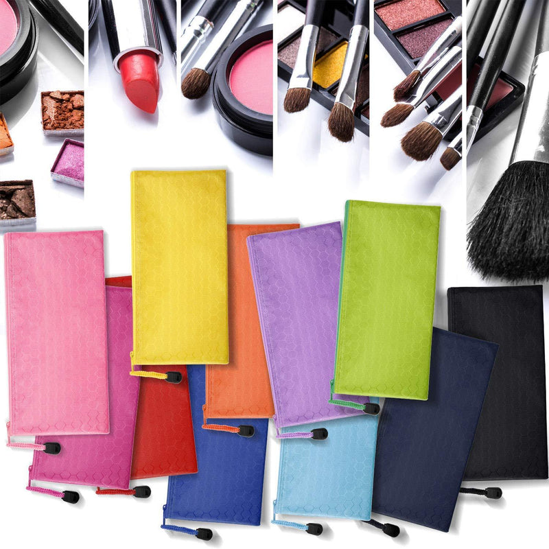 Sailing-go 12 Pieces 12 Colors Zipper Waterproof Bag Pencil Pouch for Cosmetic Makeup Bills Office Supplies Travel Accessories and Daily Household Supplies