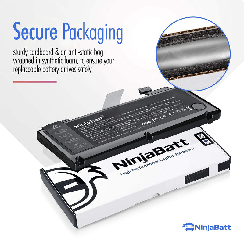 NinjaBatt Battery A1278 A1322 for Apple MacBook Pro 13" [2009 2010 2011 2012 Years] - Long Lasting [63.5Wh/10.95v]