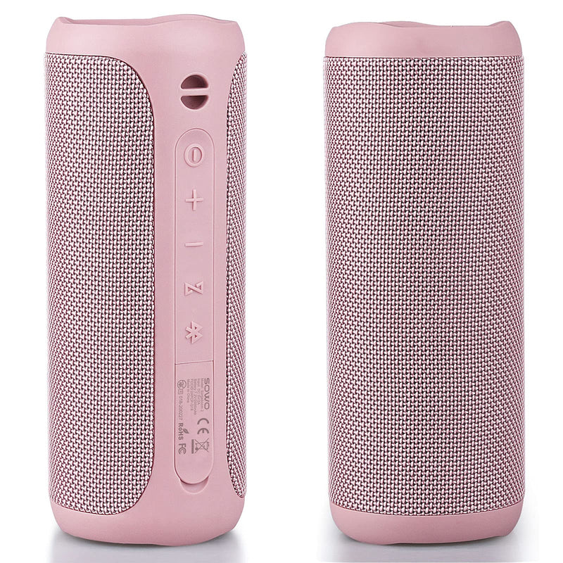 Bluetooth Speaker, IPX7 Waterproof Portable Wireless Speaker, 25W Loud Sound, Bassboom Technology, TWS Pairing, 16H Playtime, Speaker with Lights for Home Outdoors - Pink