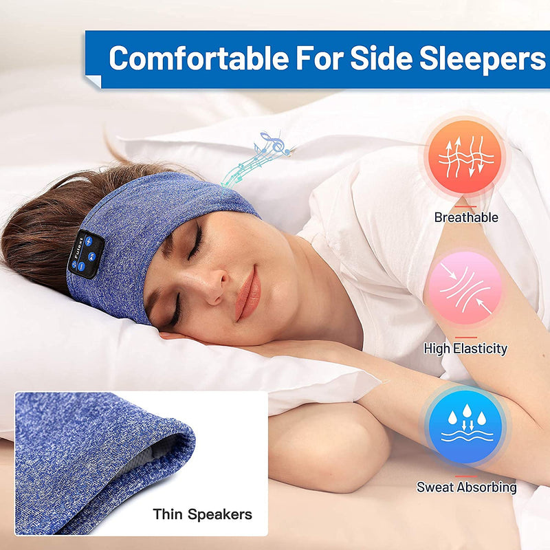 Sleep Headphones, Perytong Bluetooth Sports Headband Headphones with Ultra-Thin HD Stereo Speakers Perfect for Sleeping,Workout,Jogging,Yoga,Insomnia, Air Travel, Meditation Blue