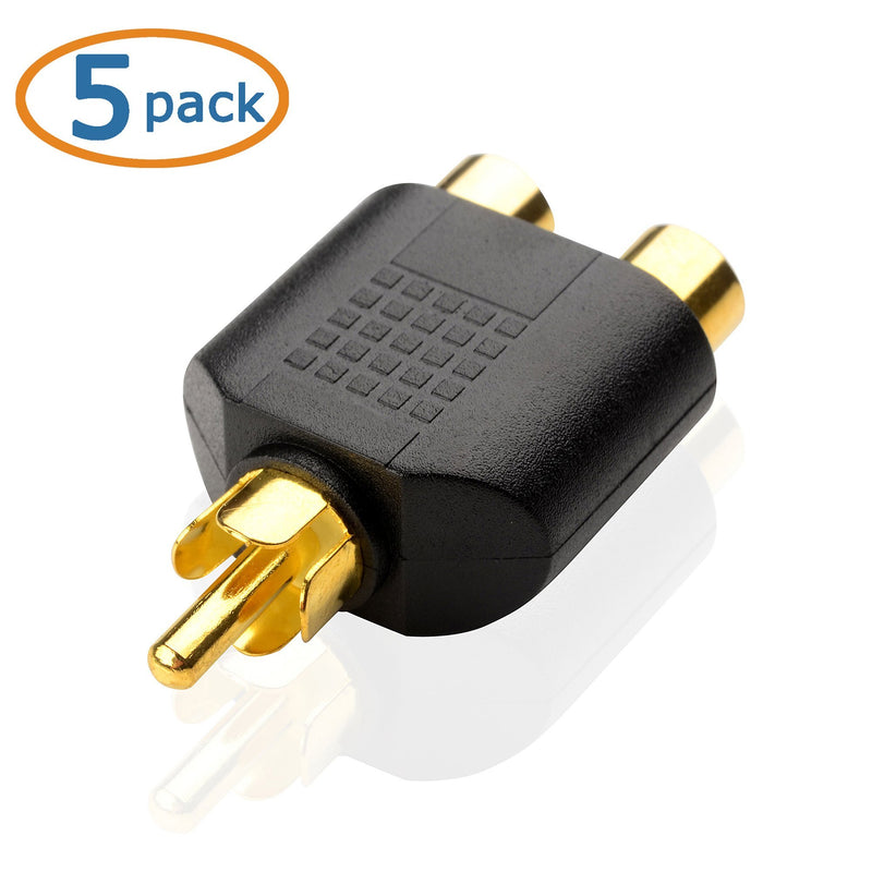 Cable Matters 5-Pack Gold Plated RCA Male to Female Split Adapter