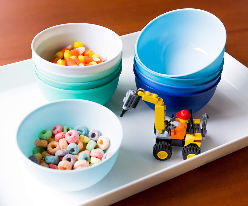 Youngever 9 Pack 10 Ounce Plastic Bowls, Kids Plastic Bowls, Set of 9 (9 Coastal Colors) 9 Coastal Colors
