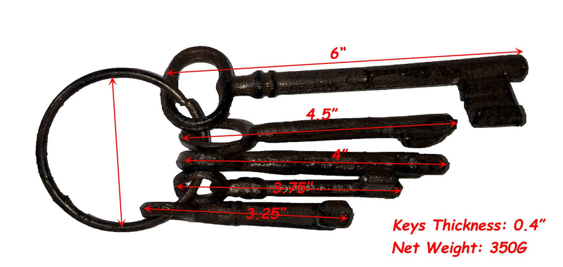 Salomé Idea(TM Large Size Antique Vintage Cast Iron Wall Rack, Key Holder, Handcraft Coat Rack (5 Keys-Brown) 5 Keys-brown