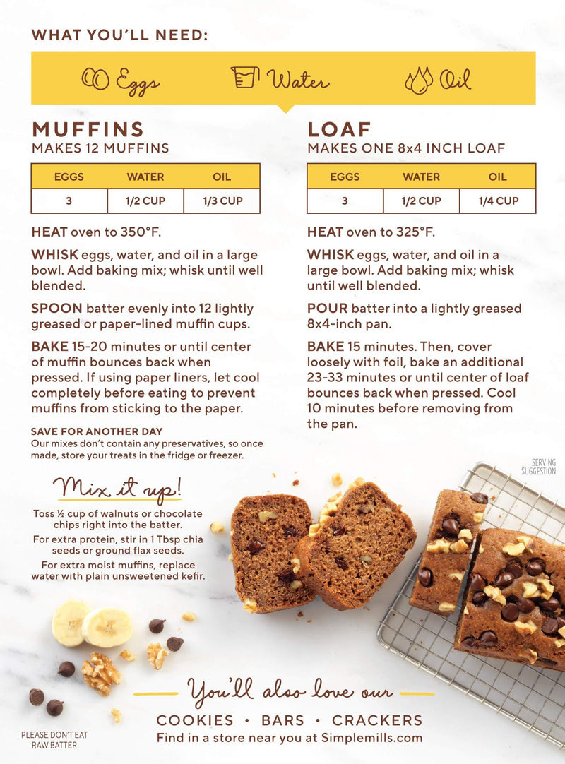 Simple Mills Almond Flour Baking Mix, Gluten Free Banana Bread Mix, Muffin Pan Ready, Made with whole foods, (Packaging May Vary), 9 Ounce Banana Muffin & Bread Mix 9 Ounce (Pack of 1)