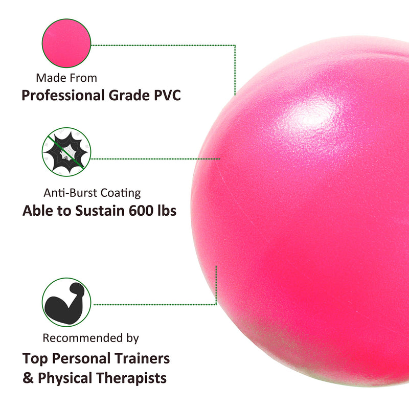 Vaupan Mini Exercise Ball, 9 Inch Small Gym Ball with Inflatable Straw for Yoga, Pilates, Stability, Barre, Physical Therapy, Stretching and Core Training, Improves Balance, Strength Pink 1 Pack