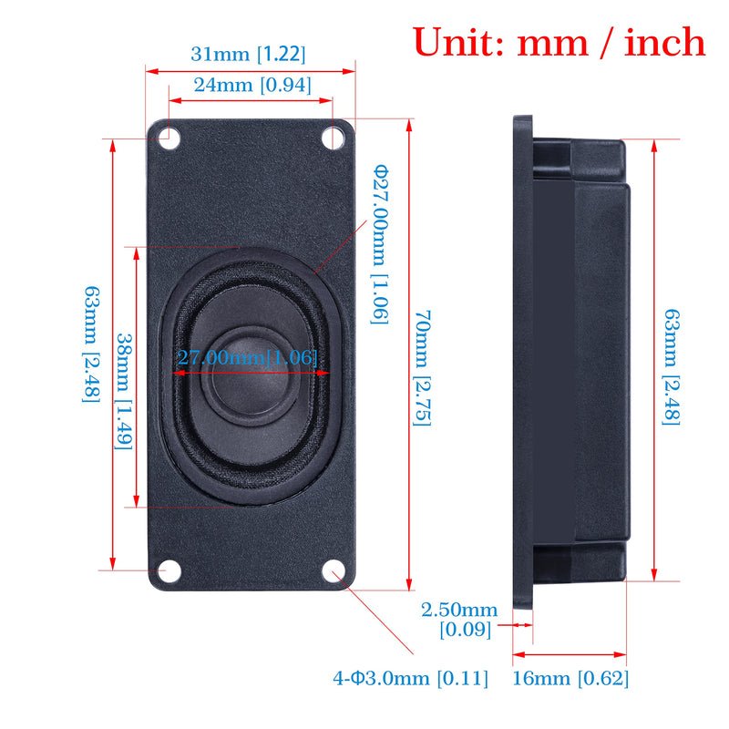 CQRobot Miniature Loudspeaker 3 Watt 8 Ohm Passive Enclosed Audio Speaker Woofer Speaker Compatible with Arduino Board. JST-PH 2.0 mm 2-Pin Interface, for a Variety of Small DIY Electronic Projects. 8O3W-JST-PH2.0-N