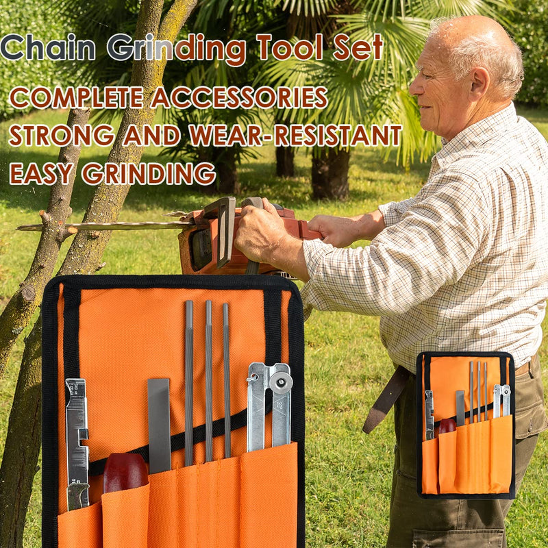 Chainsaw Sharpener 11 Piece Chainsaw Sharpening File Kit, Universal Chainsaw File Set Chainsaw Sharpener Maintenance Kit for Chainsaws, File Kit for Sharpening Saw Chains with Bag