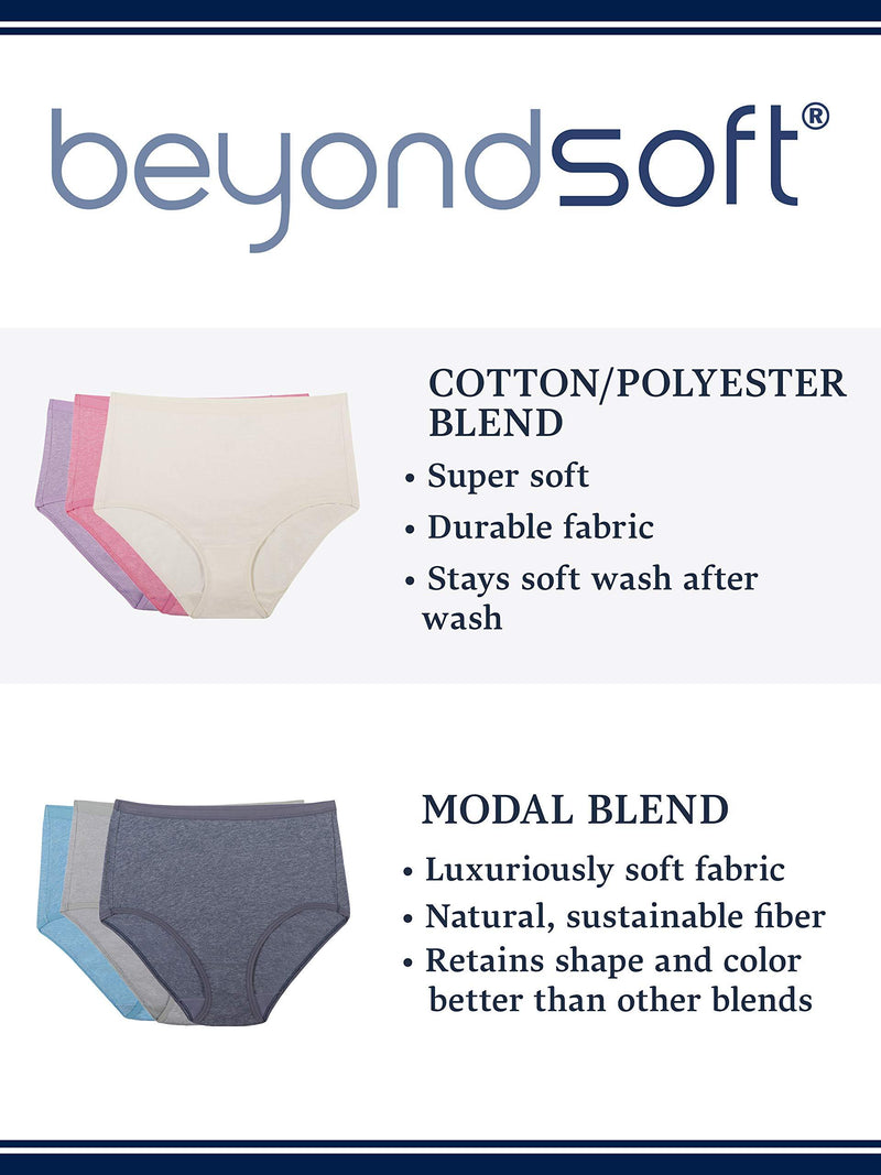 Fruit of the Loom Women's Underwear Beyondsoft Panties (Regular & Plus Size) Bikini 5 Bikini - Cotton Blend - 12 Pack