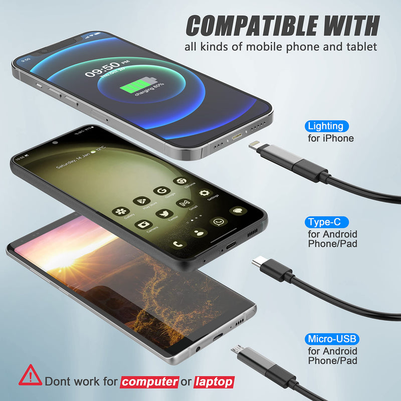 Lightswim 1920P Dual Lens Endoscope Snake Inspection Camera, Type C Endoscope, Scope Camera with 8 LED Lights for Android and iOS Smartphone, iPhone, iPad, Samsung (16.5FT/5M)