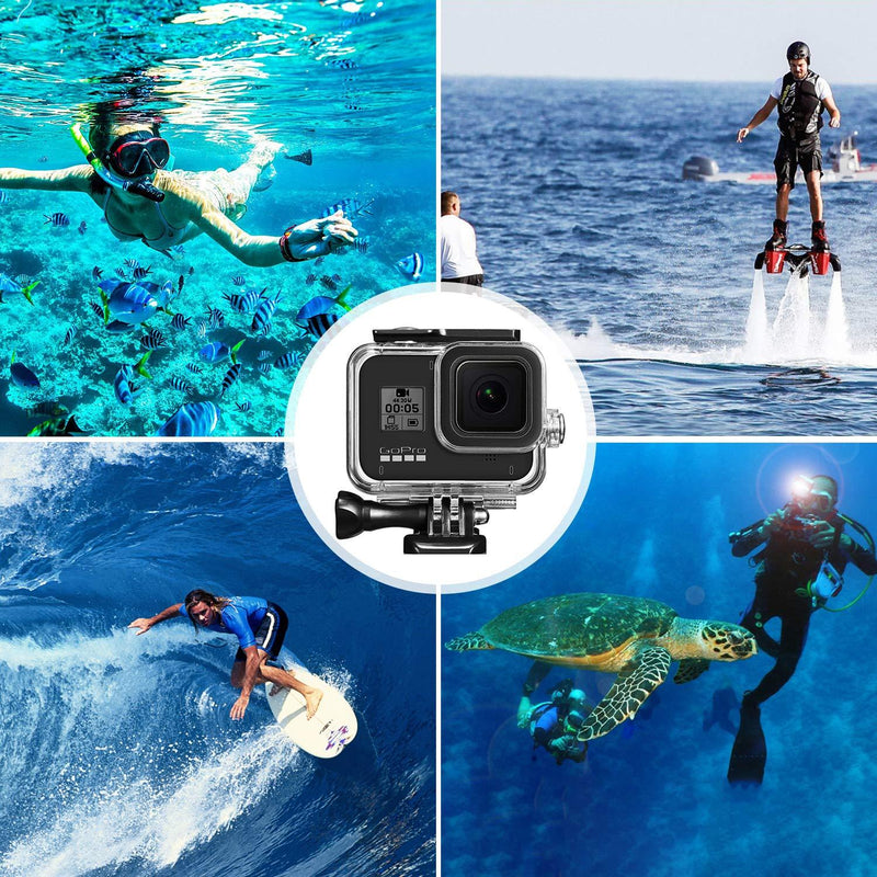 60M/ 196FT Waterproof Case for Gopro Hero 8 Housing, HONGDAK Underwater Hero 8 Protective Housing Case Shell Bracket Gopro Hero8 Accessories, Diving Case for Go Pro Action Camera for Gopro8