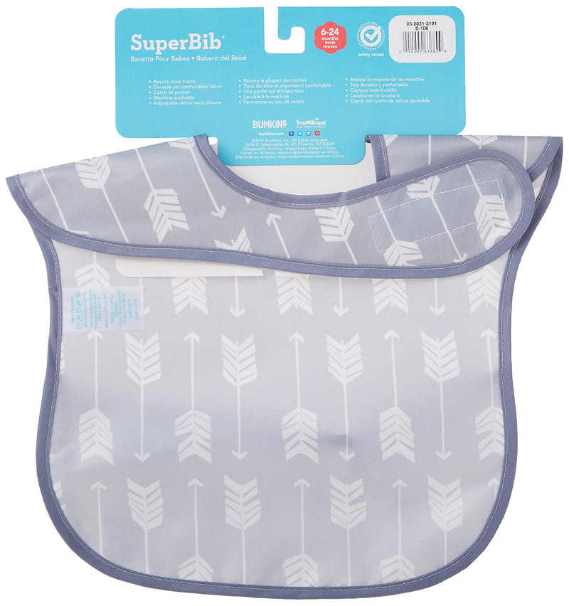 Bumkins SuperBib, Baby Bib, Waterproof Fabric, Fits Babies and Toddlers 6-24 Months â€“ Arrows Pack of 1