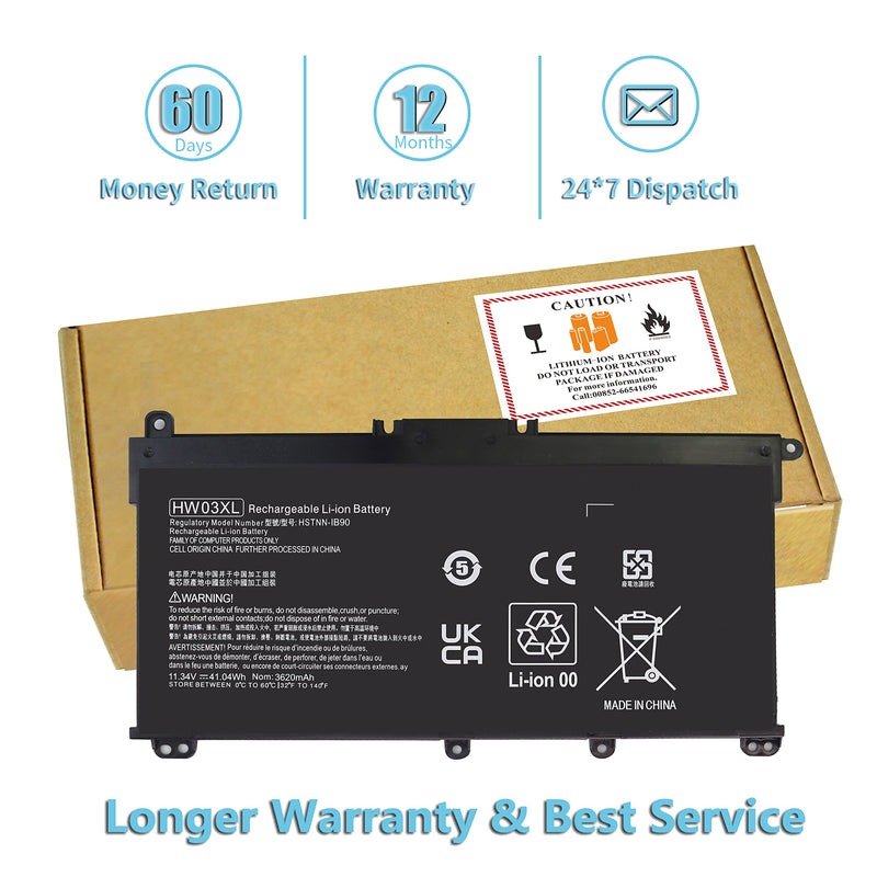 HW03XL Battery L97300-005 11.34V 41.04WH for HP Pavilion 15-EG 15-EG0010NR 15-EG0021NR, 15-EH 15-EH0014na 15-EH0000 15-EH1070WM, 17-CN 17-CN0XXX 17-CN0010nr 17-CN0013dx, HSTNN-IB90 L96887-1D1 L968AC1