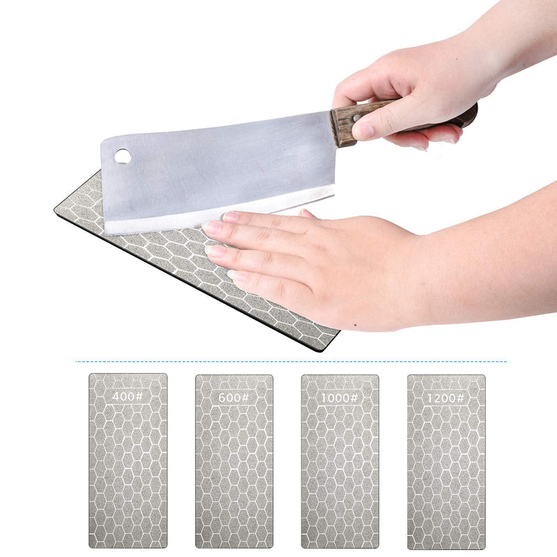 4 Pieces Diamond Sharpening Stone Grit Diamond Plate Honing Stone Diamond Stone for Kitchen Sharpening Dull, Blunt or Tired Edges, 5.9 x 2.48 Inches (400/600/1000/1200 Grit) 400/600/1000/1200 Grit