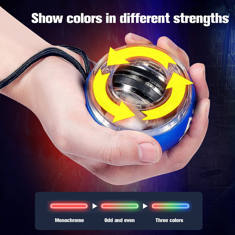 JIN BD Wrist Trainer Ball Auto-Start Wrist Strengthener Gyroscopic Forearm Exerciser Gyro Ball for Strengthen Arms, Fingers, Wrist Bones and Muscles BLUE