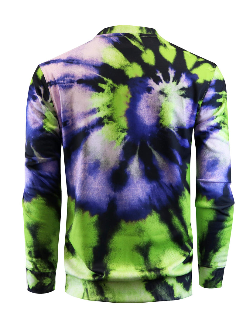 Screenshotbrand Mens Urban Hip Hop Premium Tie Dye Fleece - Pullover Active Urbanwear Street Fashion Crew Neck Sweatshirt Small F11080-neon