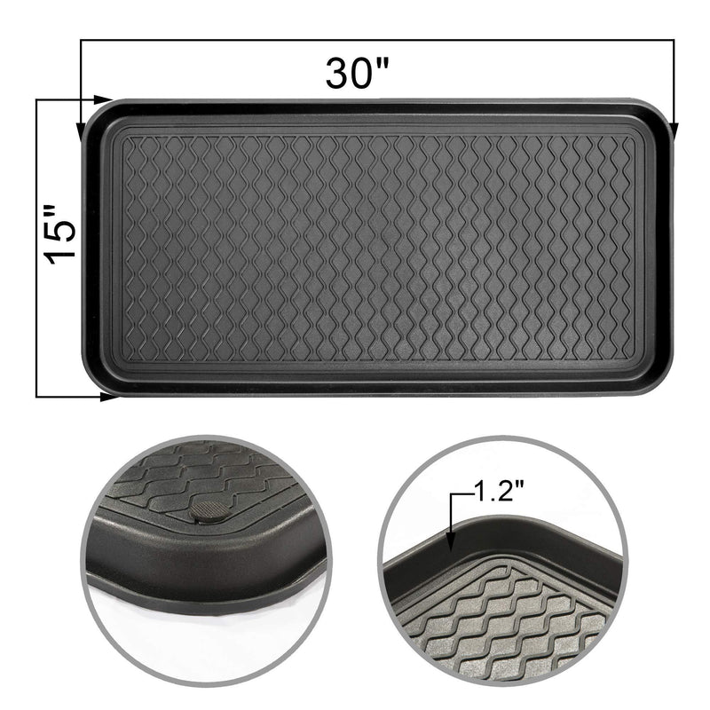 Sweet Home Stores Multi-Purpose Indoor & Outdoor Waterproof Tray, 15" X 30", Black 30" X 15" Black Square