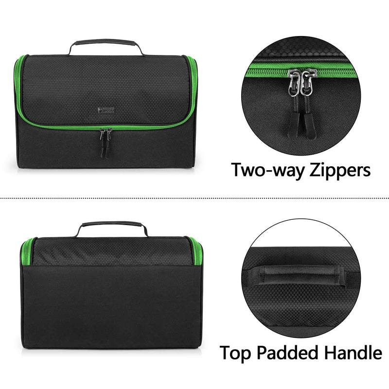 Trunab Game Disc Case Hold Up to 24 Discs, Portable Storage Bag Gaming Disk Organizers, Compatible with Xbox 360/Xbox One/Xbox Series X/S/PS4/PS4 Pro/PS3/PS5, Green Green Zip