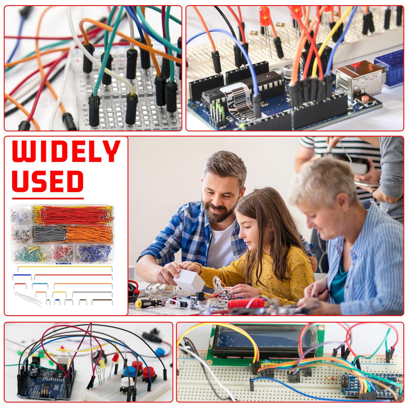 Breadboard jumper wire 840 pieces jumper cable jumper cable wire kit jumpers with 14 different lengths male to male jumper cable wires breadboard set with plastic box