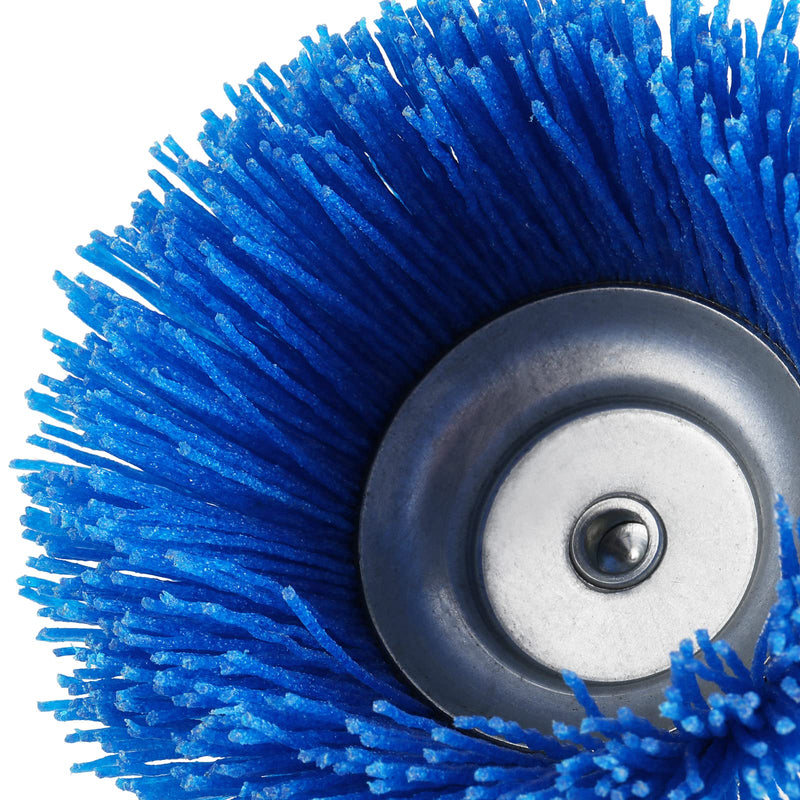 MOUYAT 4 Pack 3 Inch Nylon Abrasive Cup Brushes, 240 Grit Assorted Nylon Cup Brushes with 1/4 Inch Shank, Nylon Cup Brush for Removal Grout, Paint, Stripping Residue, Blue