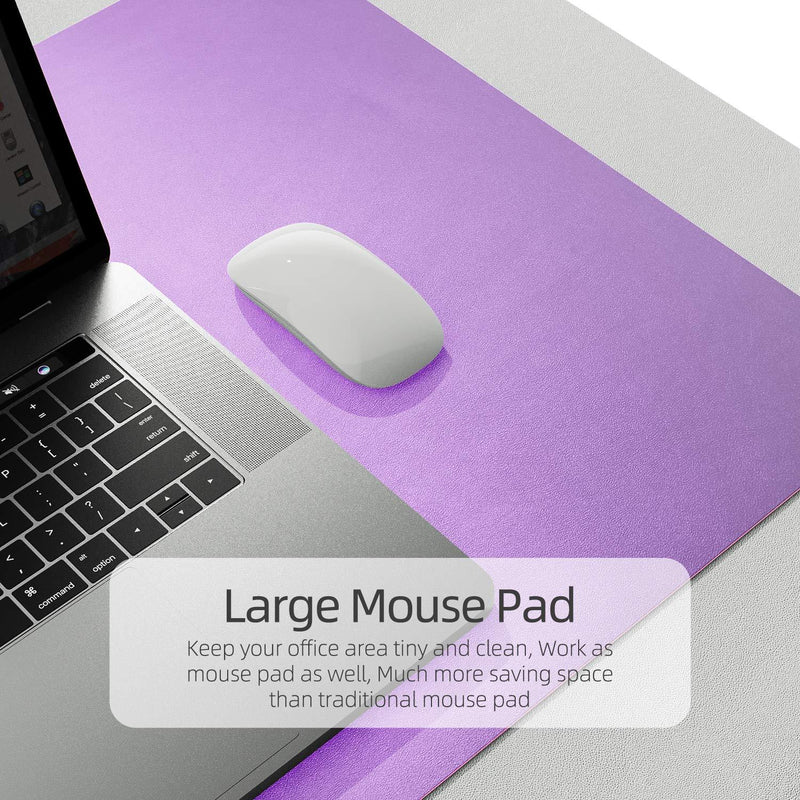 YSAGi Multifunctional Office Desk Pad, Ultra Thin Waterproof PU Leather Mouse Pad, Dual Use Desk Writing Mat for Office/Home (23.6" x 13.7", Aconite Violet+Eosine Pink) 23.6" x 13.7"