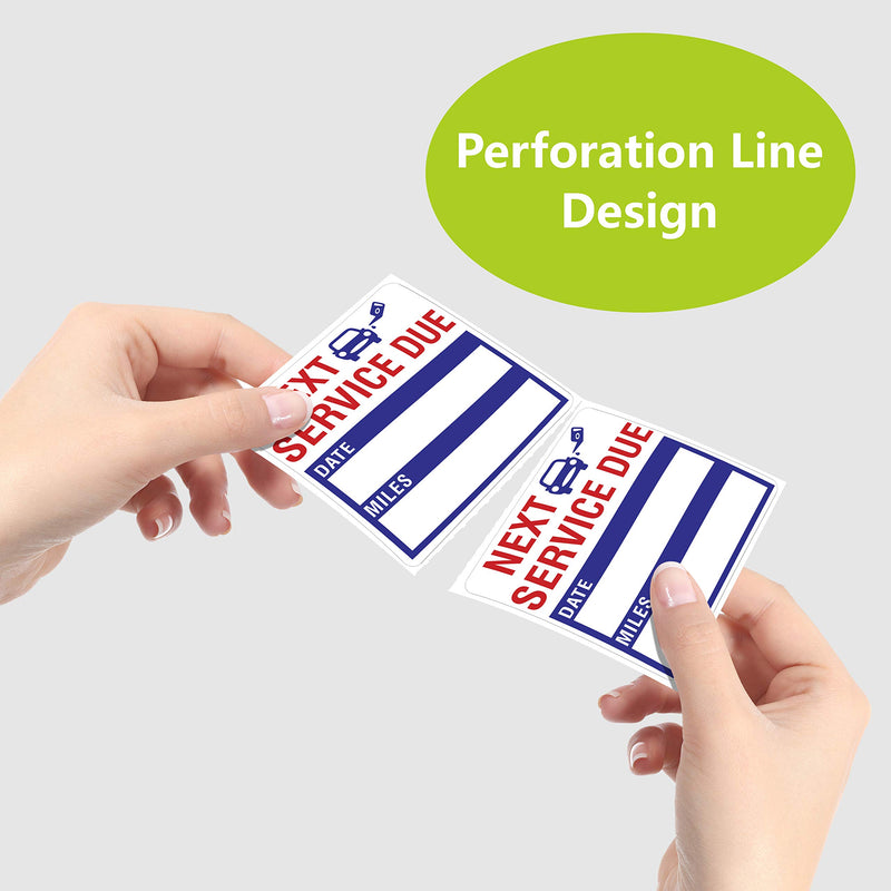 150 PCS Oil Change Auto Maintenance Service Due Reminder Stickers Labels in Roll with Perforation Line(Each Measures 2 X 2inch) Blue