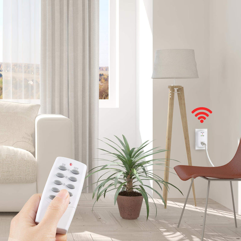 BN-LINK Mini Wireless Remote Control Outlet Switch Power Plug in for Household Appliances, Wireless Remote Light Switch, LED Light Bulbs, White (2 Remotes + 5 Outlets) 1200W/10A