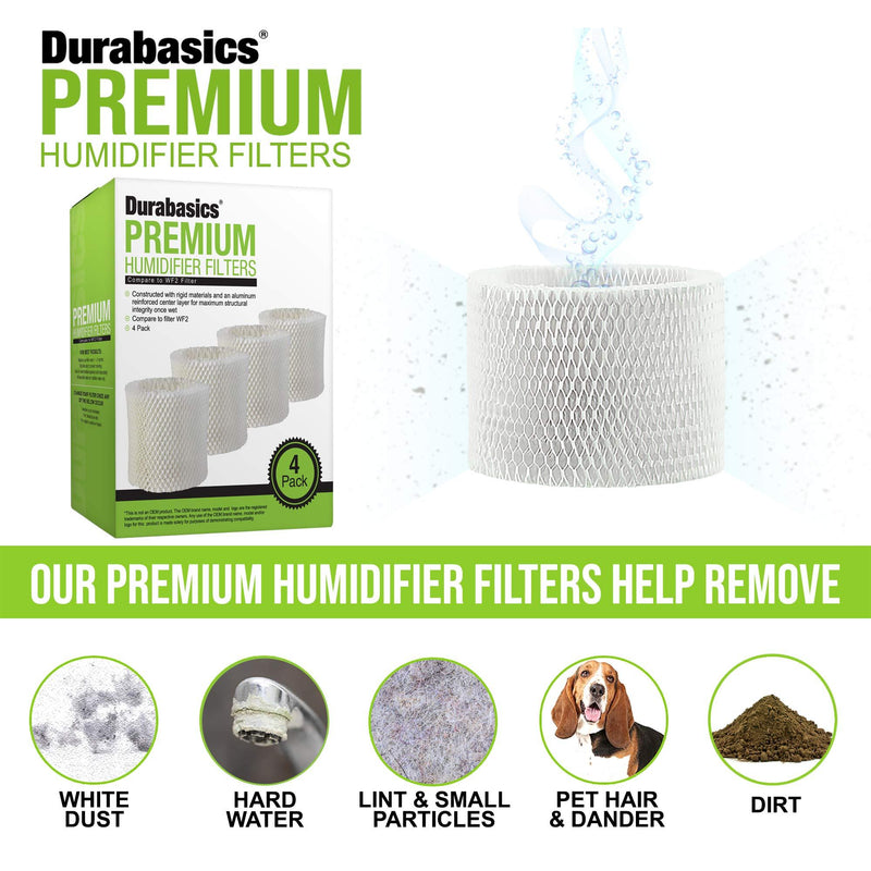 Durabasics 4 Pack Compatible Protec, Kaz & Vicks Humidifier Replacement Filter Model WF2 | Compatible with Protec Humidifier Filter, Vicks Starry Night Humidifier Filter & Vicks Humidifier Filter WF2