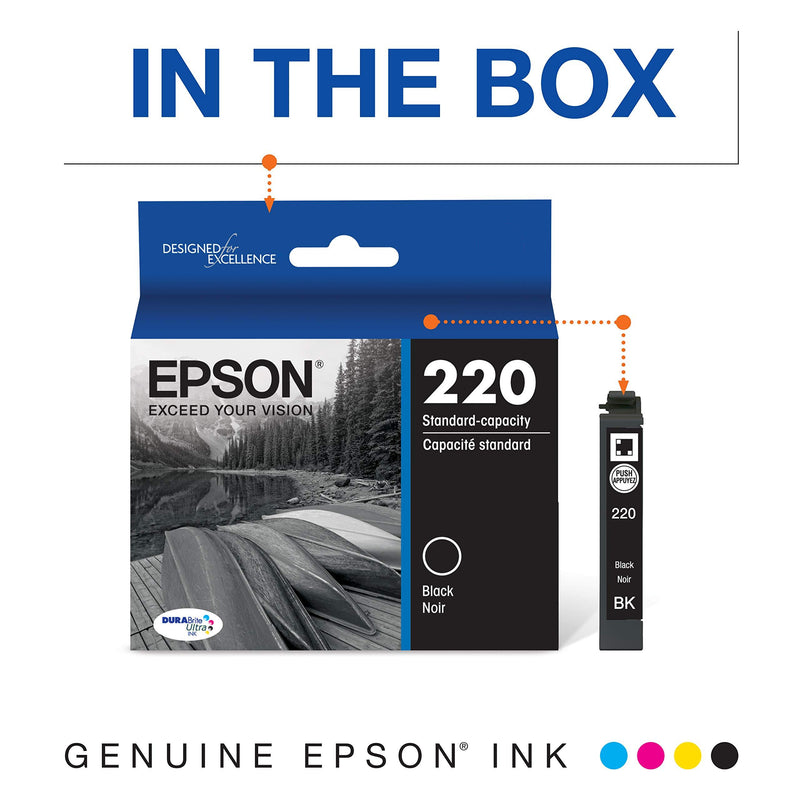 Epson T220120 DURABrite Ultra Black Standard Capacity Cartridge Ink (WF-2760, WF-2750, WF-2660, WF-2650, WF-2630, XP-424, XP-420, XP-320)