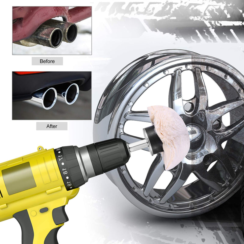 Polishing attachment cordless screwdriver polishing disc for drill, 11 pieces brush set conical cotton velvet polishing pad wheel polishing cone polishing buffing pad with 2 pieces polishing paste for metal aluminum 14 pieces
